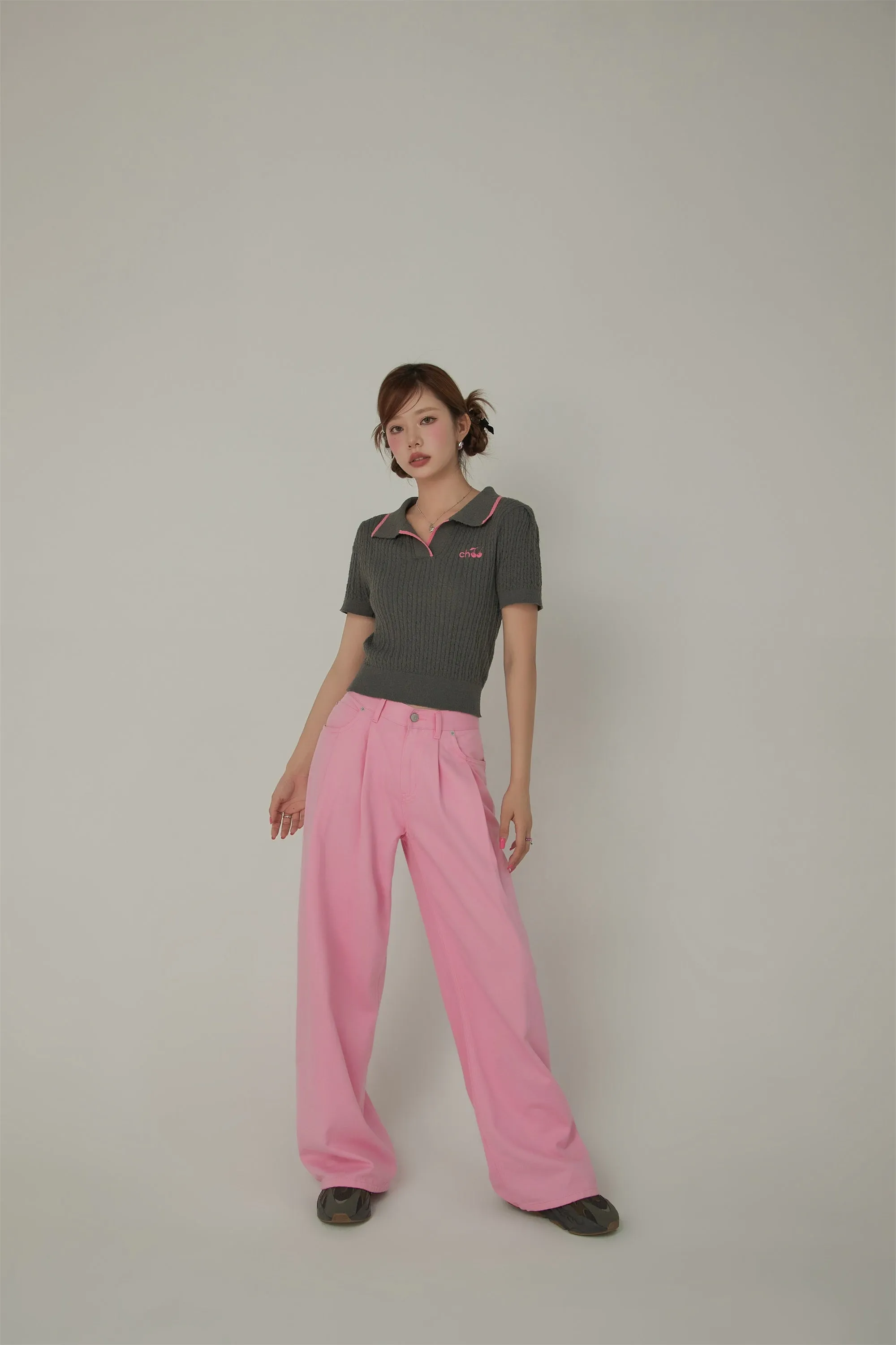 Logo Long Wide Baggy Color Pants