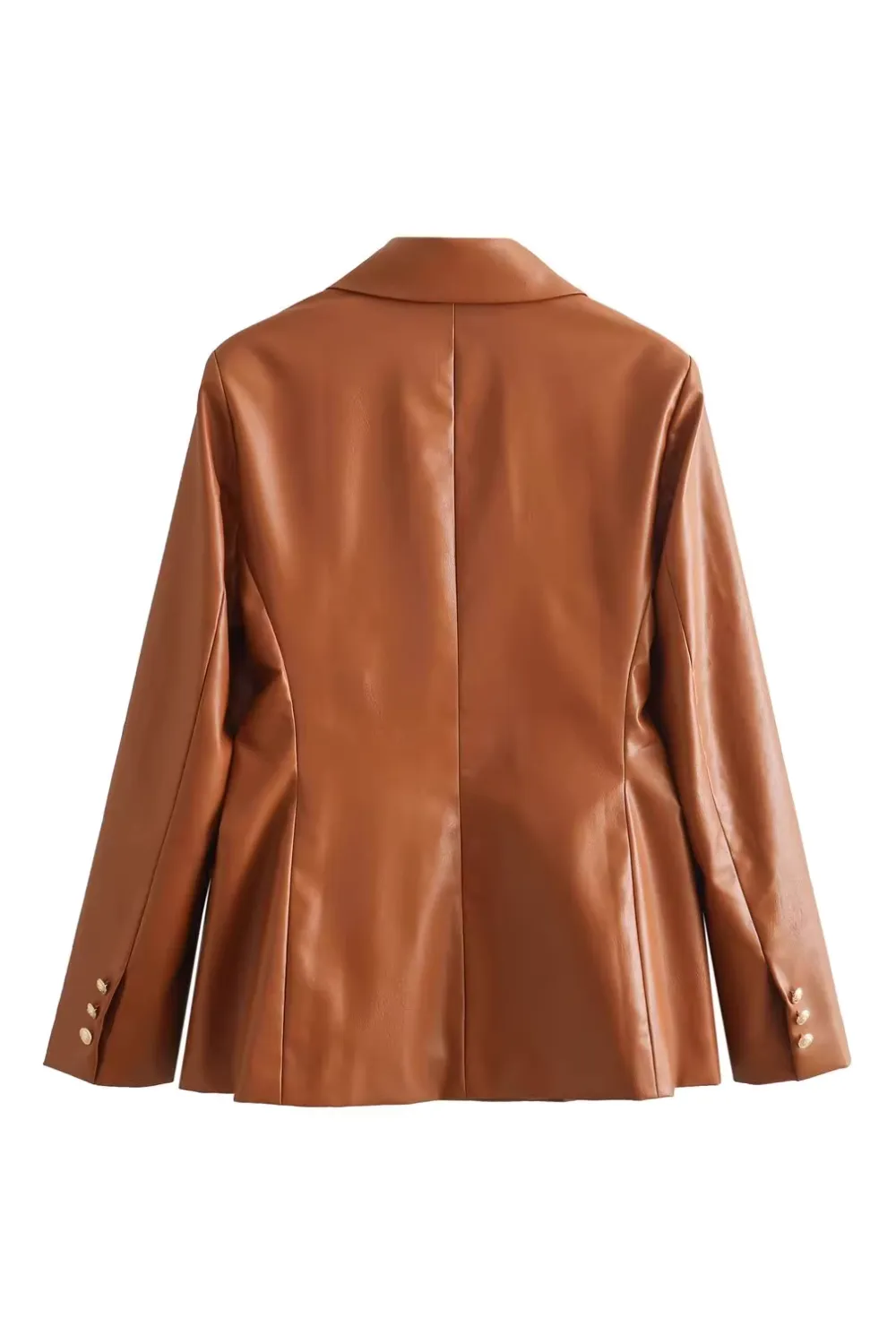 'Meryl' Double-Breasted Faux Leather Jacket (2 Colors)