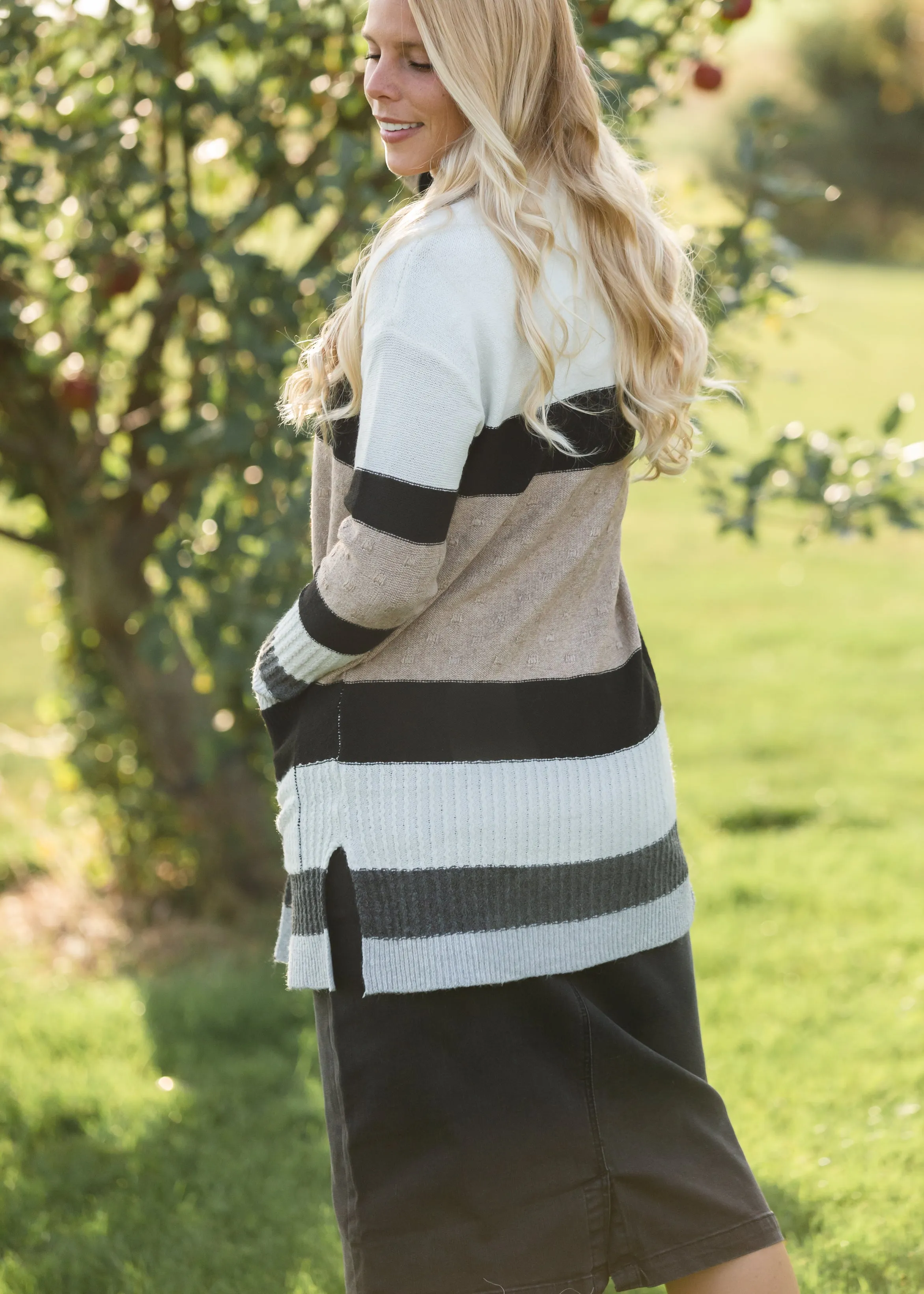 Open Front Color Block Cardigan - FINAL SALE