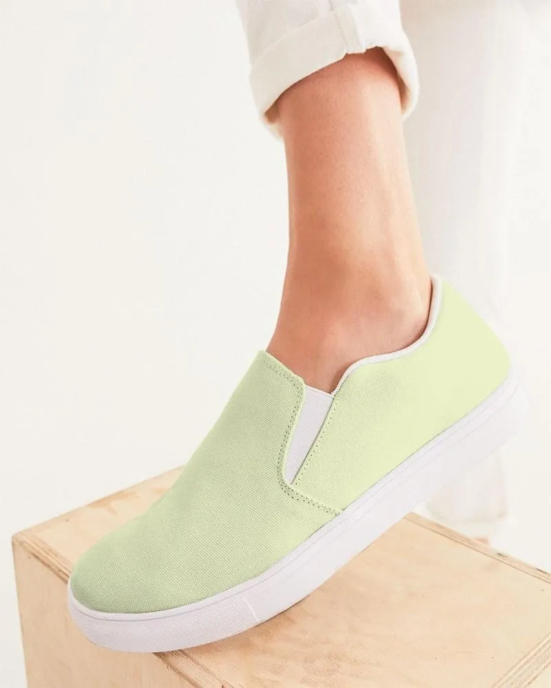 Pale Pastel Yellow Warm Green Slip-On Canvas Sneakers | Women's | Bright Pale Pastel Yellow Warm Green | C8M0Y30K0