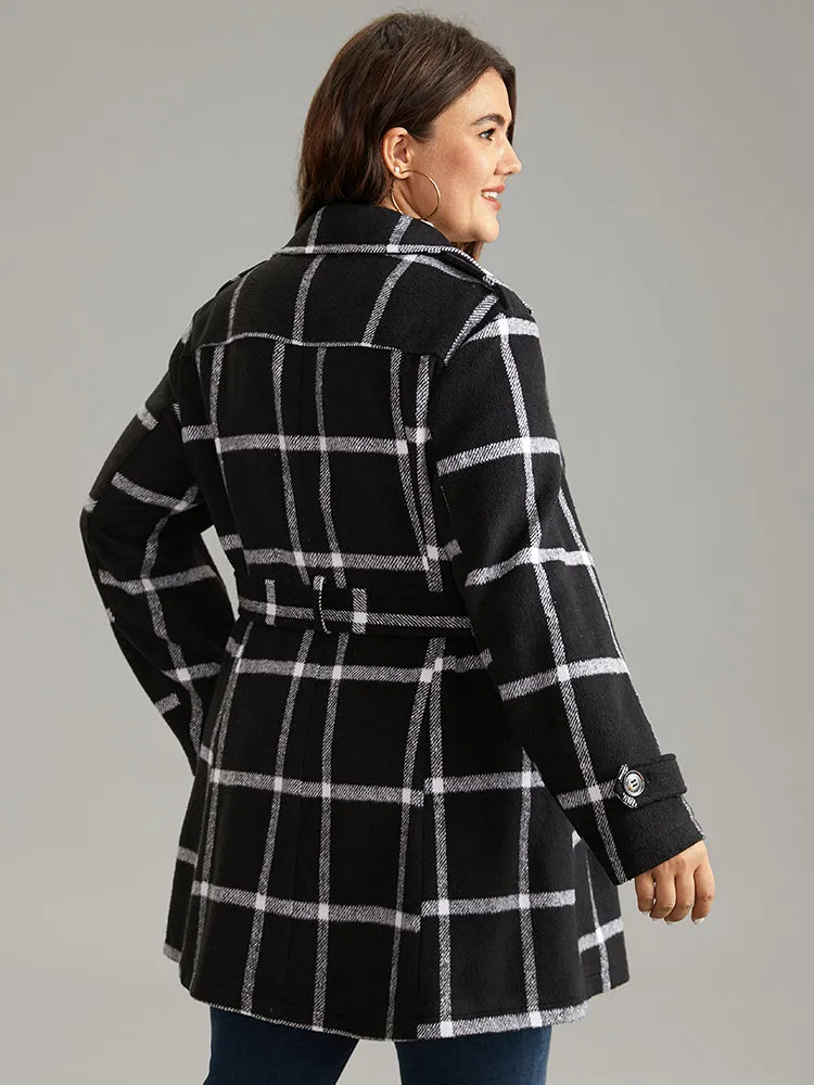 Plaid Double Breasted Belted coat