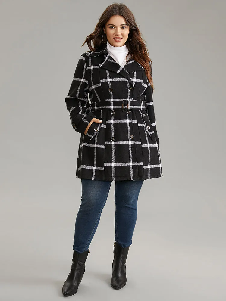 Plaid Double Breasted Belted coat