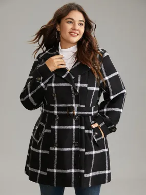 Plaid Double Breasted Belted coat