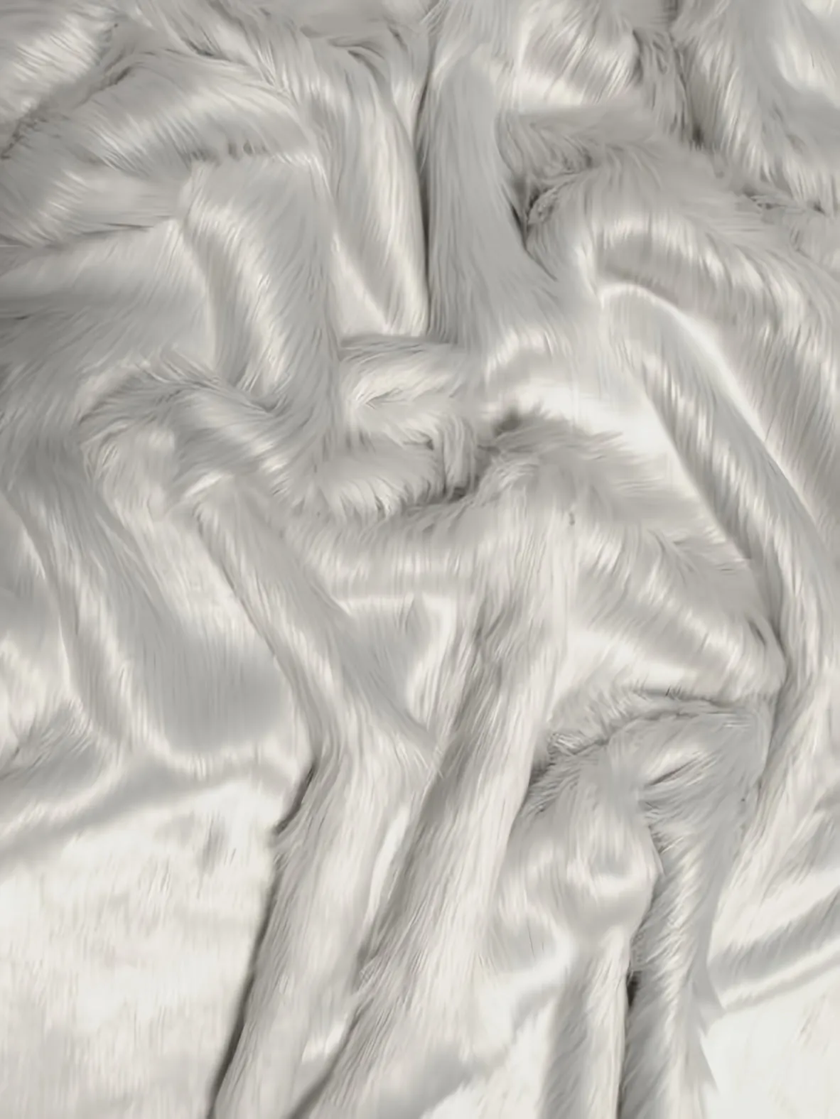 Platinum Solid Shaggy Long Pile Faux Fur Fabric / Sold By The Yard