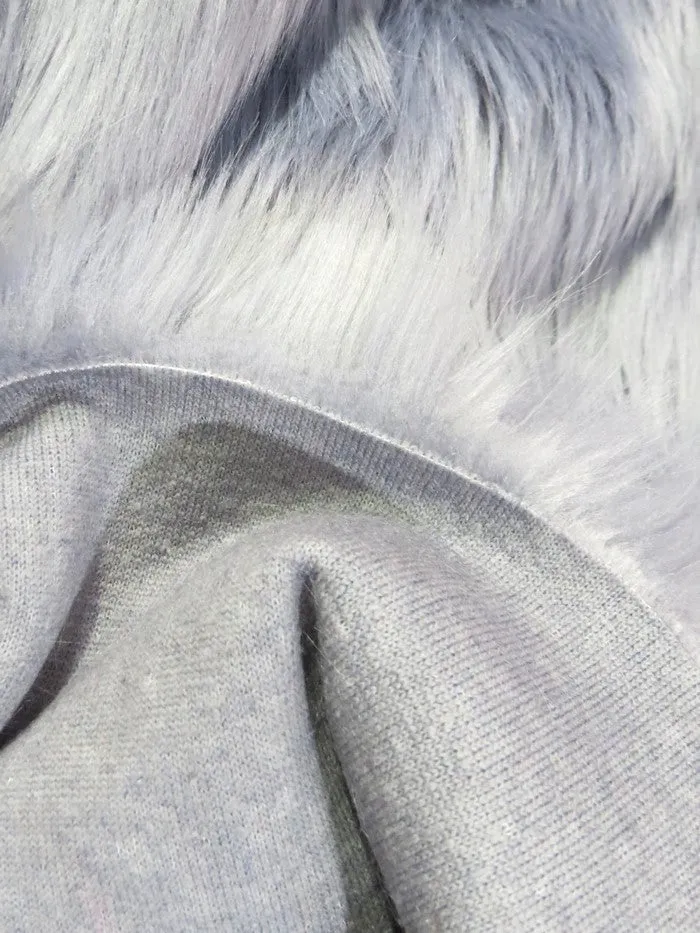 Platinum Solid Shaggy Long Pile Faux Fur Fabric / Sold By The Yard