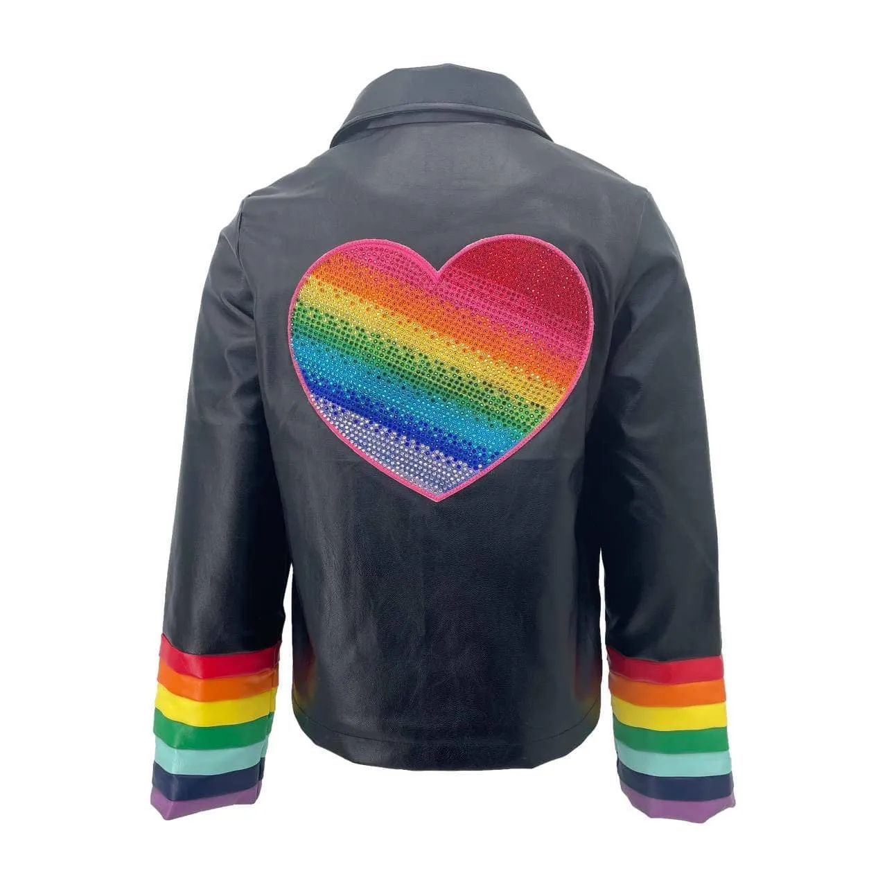 Rainbow Heart Stripe Moto Jacket