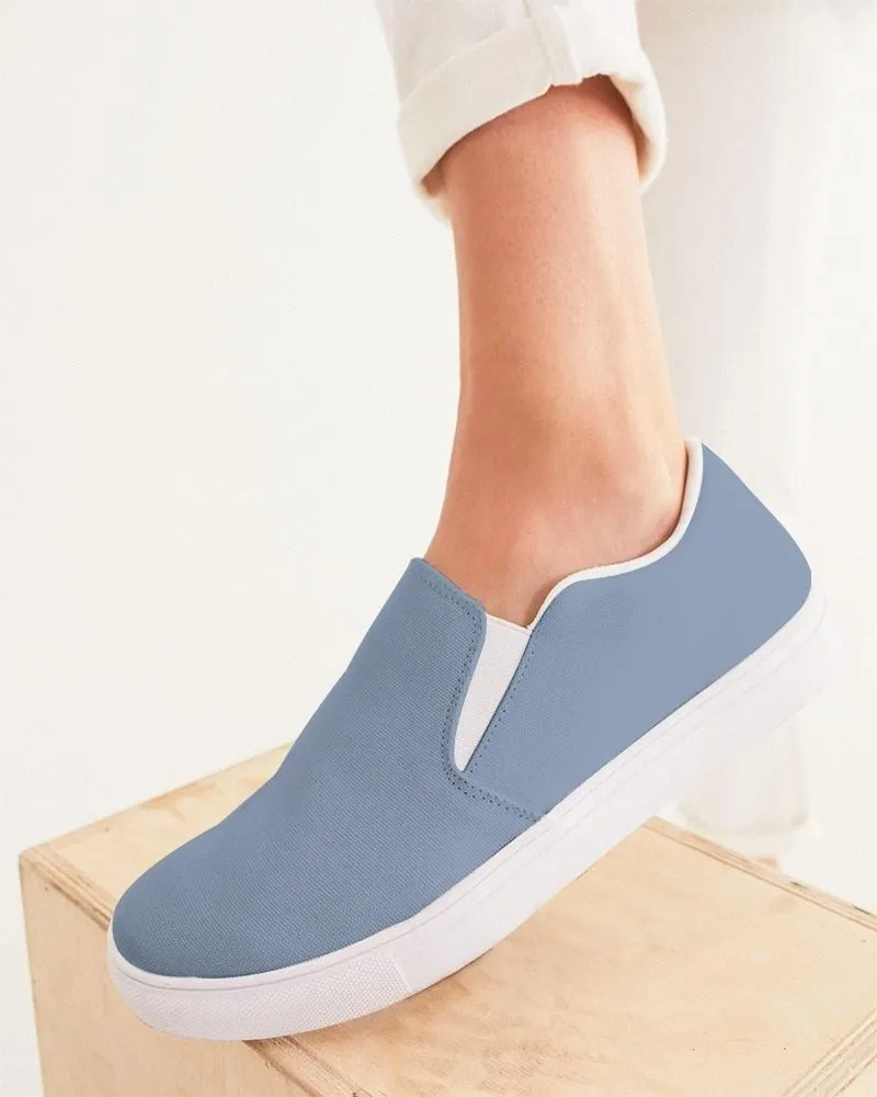 Shaded Pale Pastel Blue Gray Slip-On Canvas Sneakers | Women's | C30M15Y0K30