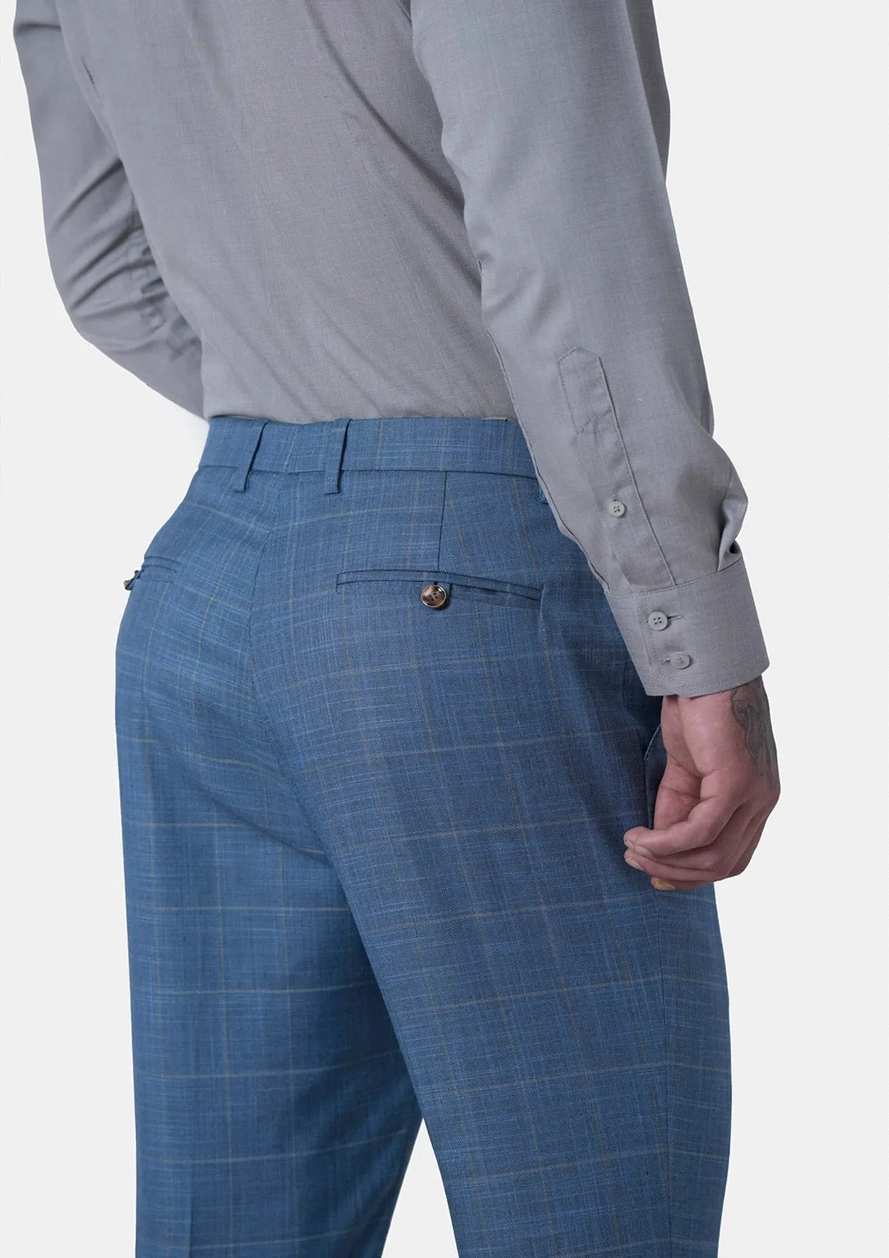 Sky Blue Windowpane Pants