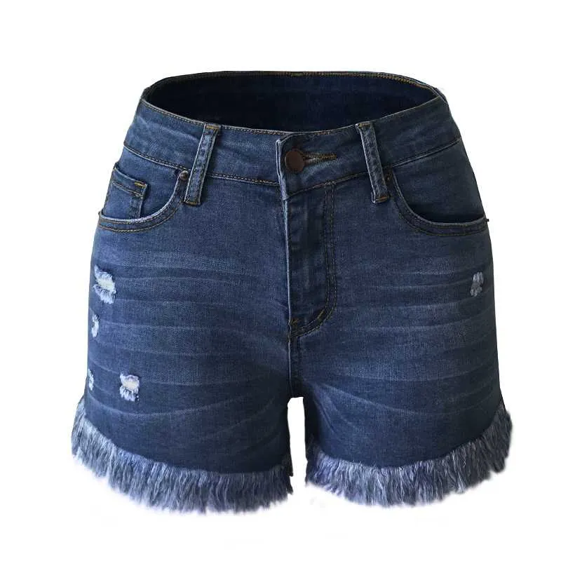 Slimming Ripped Frayed Fringed High Waisted Fringe Denim Shorts