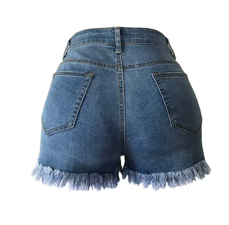 Slimming Ripped Frayed Fringed High Waisted Fringe Denim Shorts