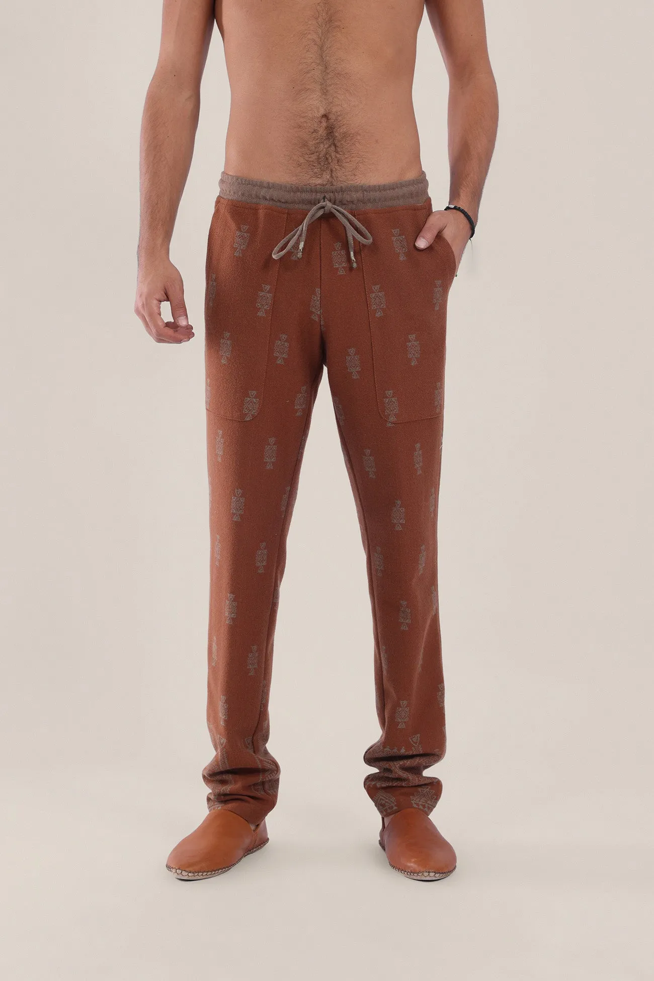 Straight leg patterned jacquard pants