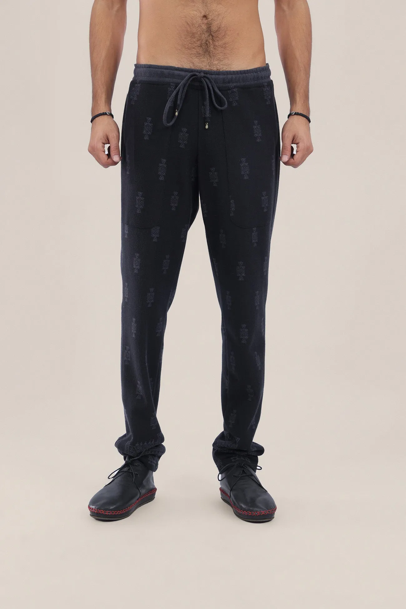 Straight leg patterned jacquard pants