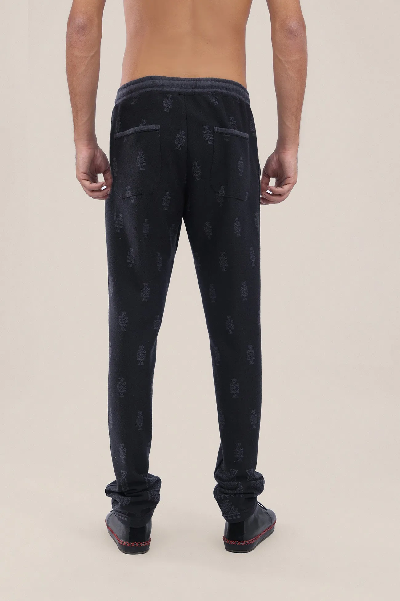 Straight leg patterned jacquard pants