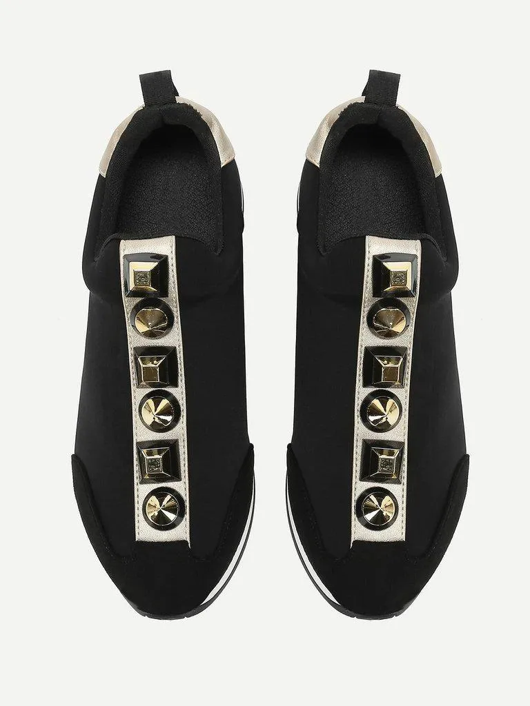 Studded Design Slip On Sneakers