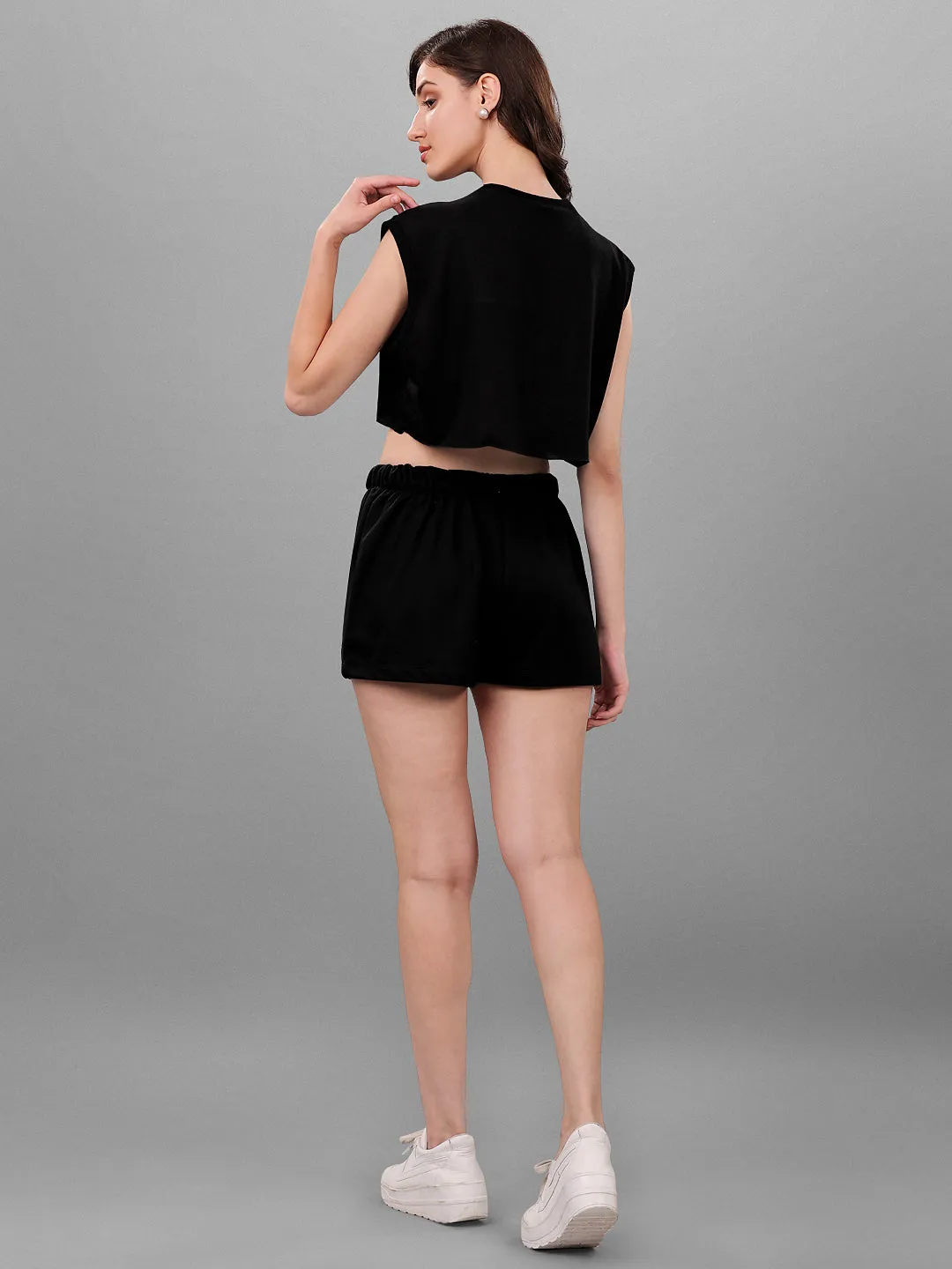 SXV Black Short with Crop Top Coords Set