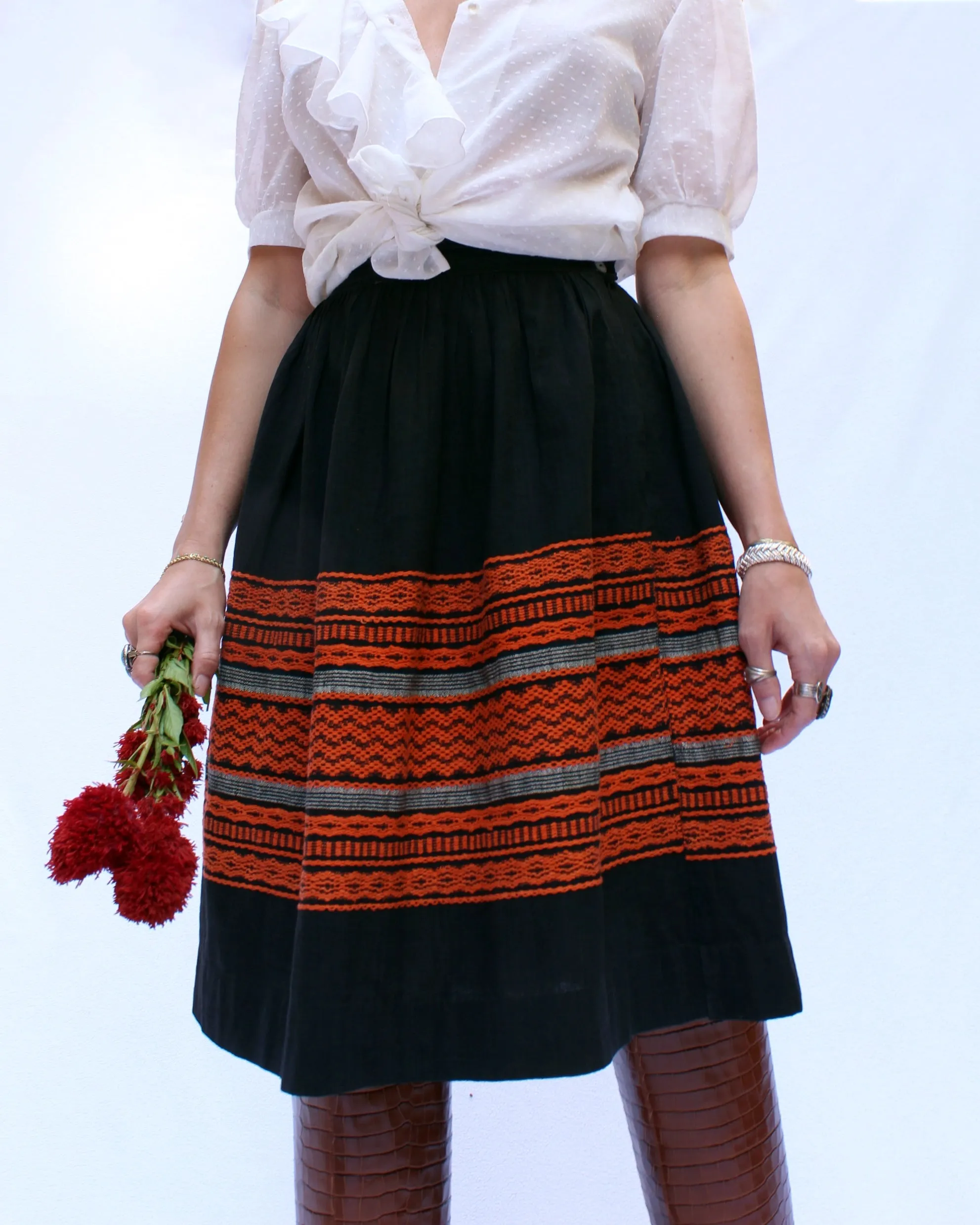 Vintage 1950s Mexican Embroidered Circle Skirt