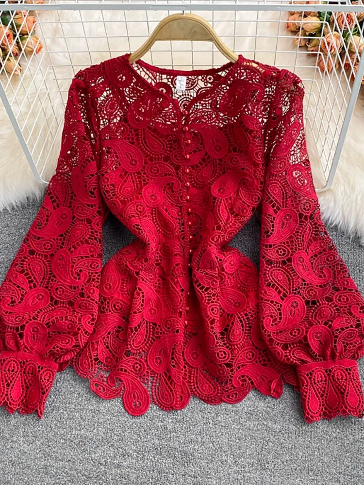 Vintage Hollow Out Lace Tops