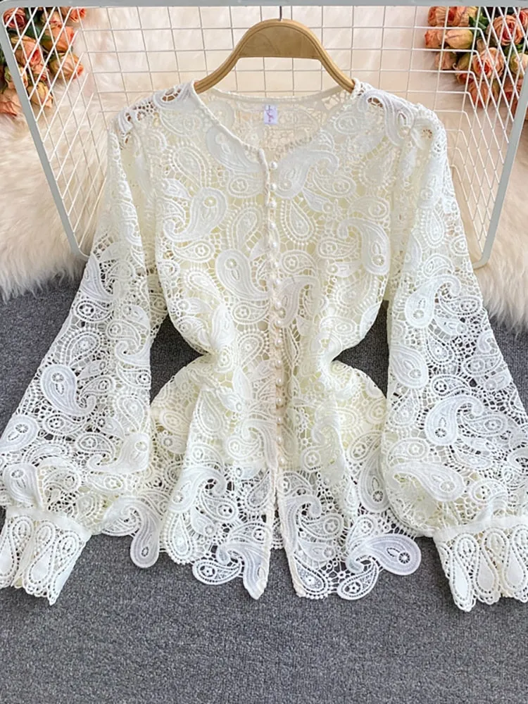 Vintage Hollow Out Lace Tops