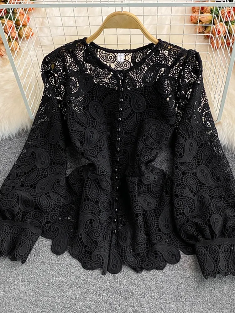 Vintage Hollow Out Lace Tops