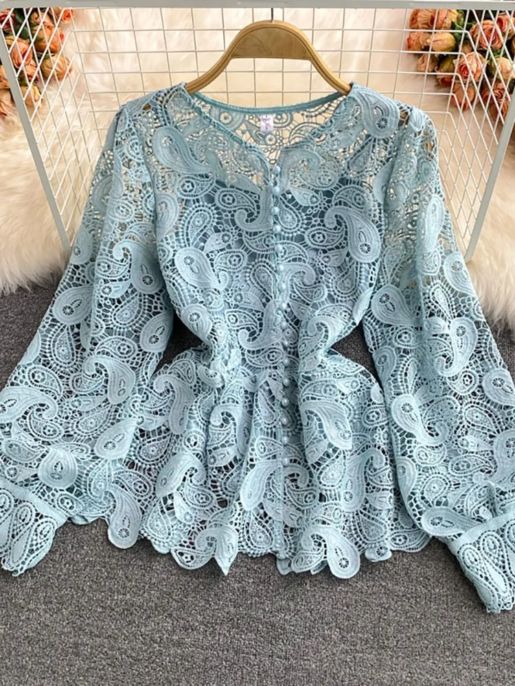 Vintage Hollow Out Lace Tops