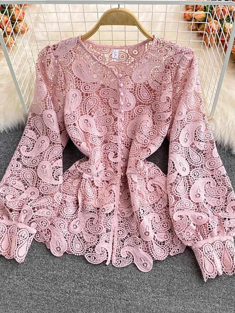 Vintage Hollow Out Lace Tops