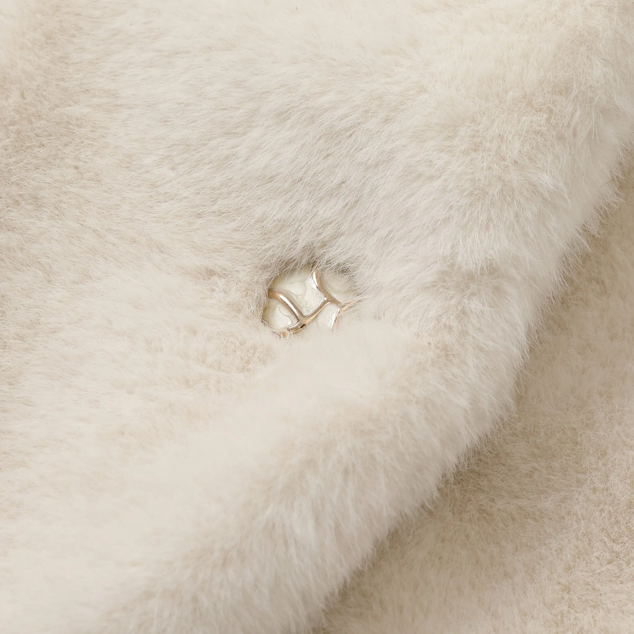 White Collar Faux Mink Short Jacket