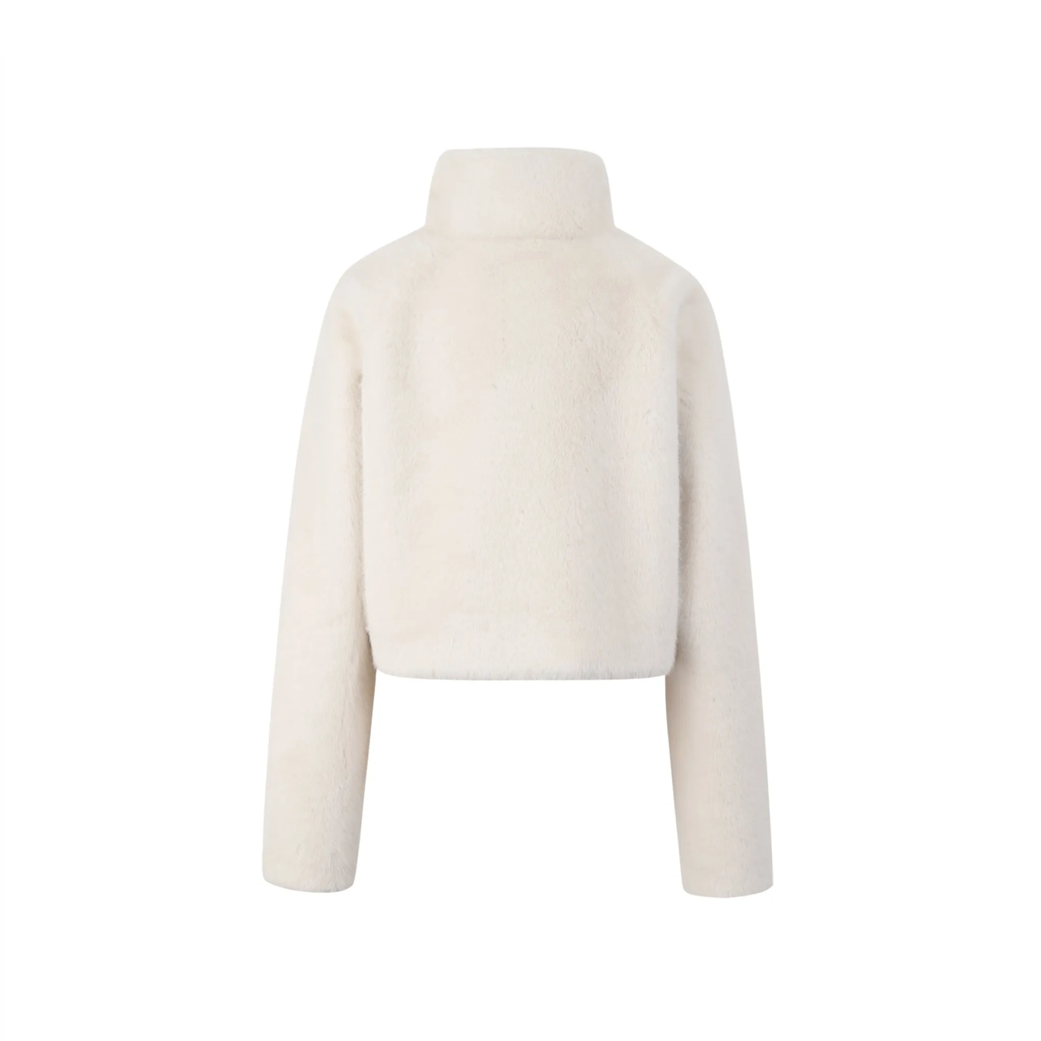 White Collar Faux Mink Short Jacket