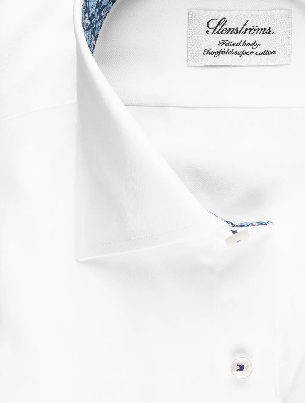 White Plain With Contrast Inlay Fitted Shirt