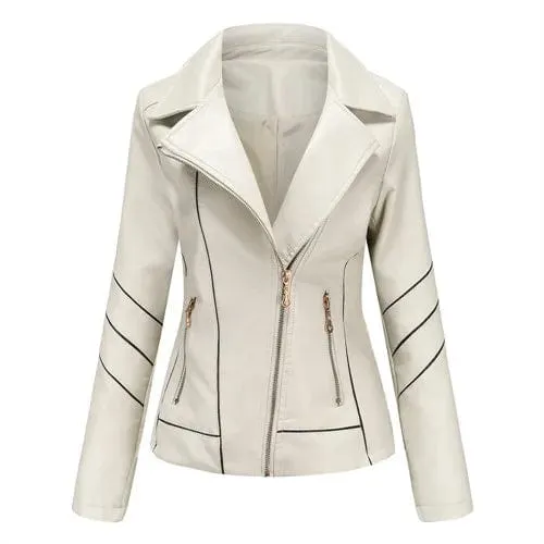 Women fashion Casual Biker Leather Jacket Coat