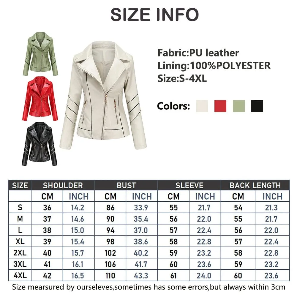 Women fashion Casual Biker Leather Jacket Coat