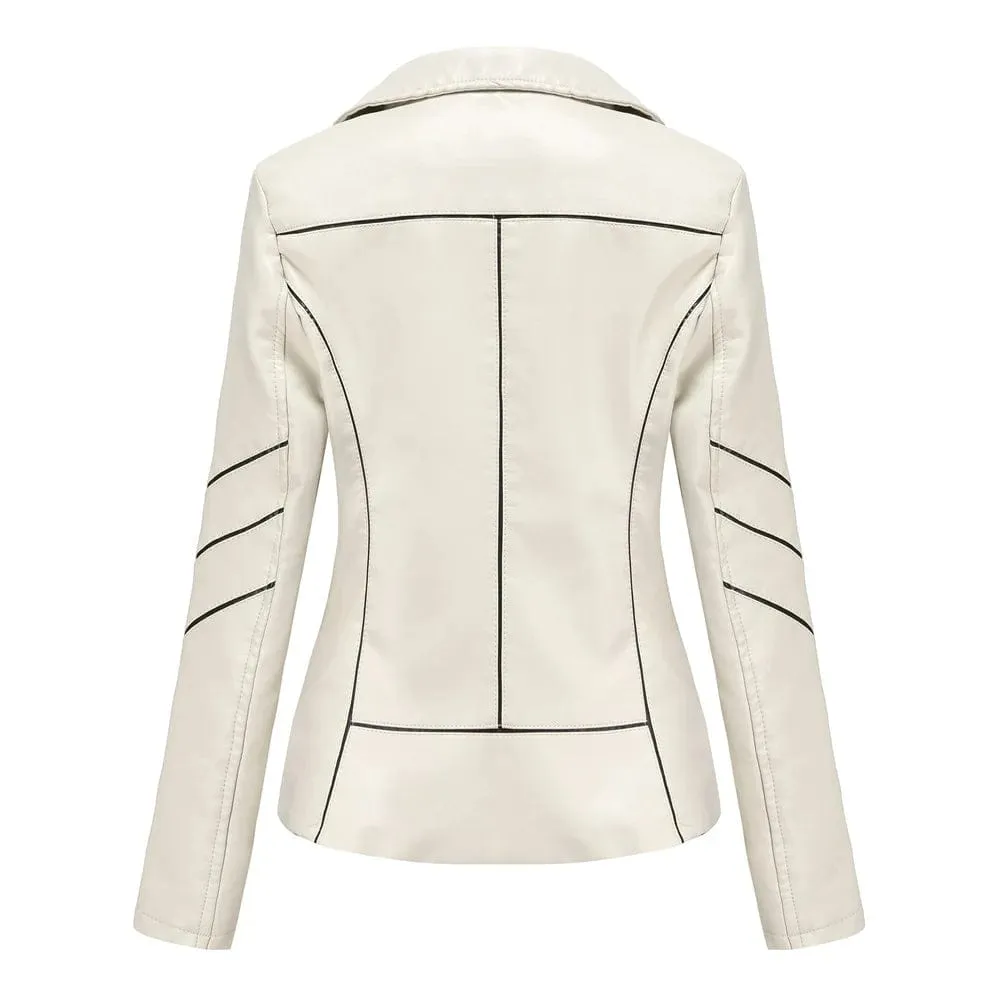 Women fashion Casual Biker Leather Jacket Coat