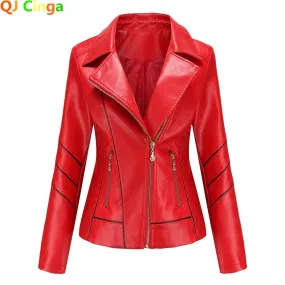 Women fashion Casual Biker Leather Jacket Coat