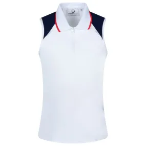 Womens America Colorblocked SL Polo White/Navy - SS23