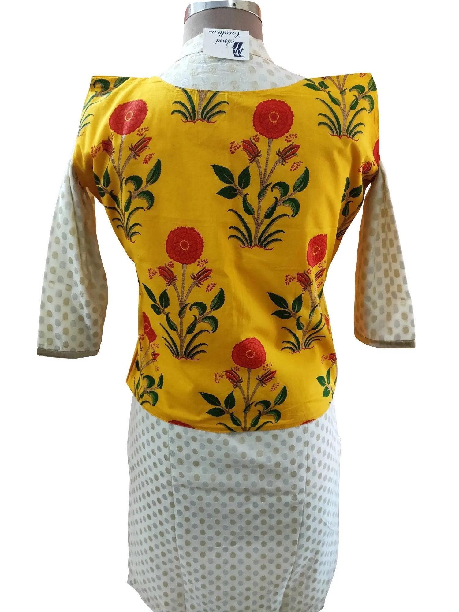 Yellow Cotton Block Printed Ethnic Jacket ACJ16